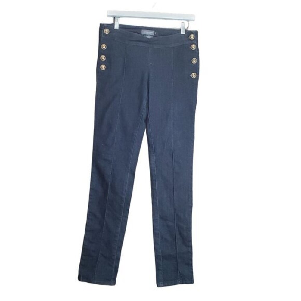 VNTG‎ GOODTIME Womens Jeans SZ 32 Crackerjack Button Front Blue Nautical Sailor